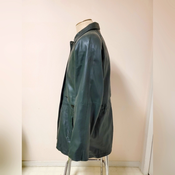 Green Leather Coat - Picture 2 of 8